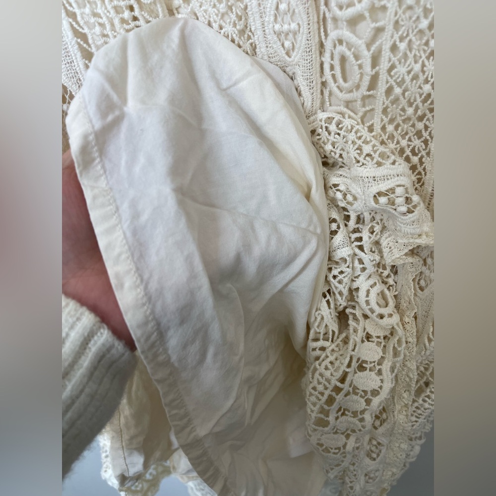 Anthropologie NWOT Crochet Tunic Dress Swing Lace Eyelet Sz L Boho Coastal - Picture 7 of 14